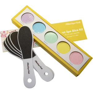 Foot Bath Bombs with 5 Foot Files - 5 Scented Foot Soak Tablets for Dry Cracked Heels, Callus Remover Tool Kit, Relaxing Spa Pedicure Set for Home, Gift for International Women's Day (Bnffb001)