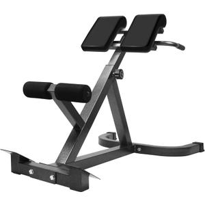 Roman Chair Back Extender - Angle & Height Dual Adjustable Hyperextension Bench for Home Gym - Adjustable Back Exercise Machine (Black)