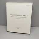 ZICOTO Decorative File Organizer Box Set of 2 - Collapsible Linen Filing Cabinets w/Handles Are Perfect to Store all Your Documents & Hanging File Folders - Portable Easy Slide Crates with Lid (Ivory)