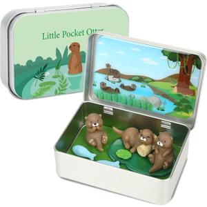 Little Pocket Otter, Cute Otter Friend in Tin Box, Travel Buddy, Gift for Kids, Friends, Coworkers