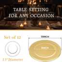 MAONAME 13" Gold Charger Plates Set of 12, Round Charger for Dinner Plates, Plate Chargers with Beaded Rim, Plastic Table Chargers for Wedding, Party
