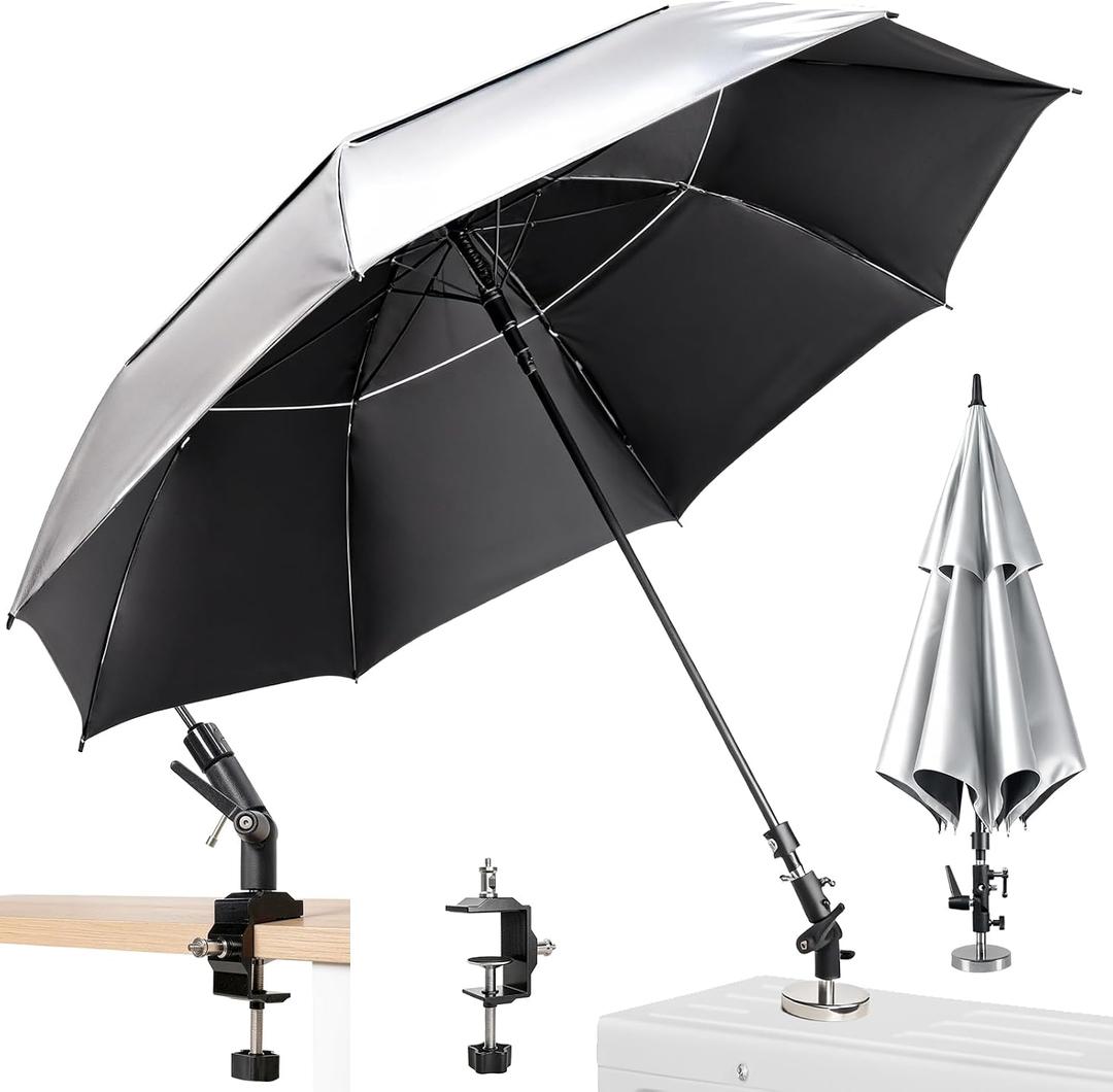 Upgrade Enlarge 68" Hvac Umbrella with Magnetic Base,Universal Clip Included,Reinforced Fiberglass,Wind-Resistnat, Better Than Foldable Ribs,Portable Magnetic Umbrella,For Hvac and Outdoor Activities,180Adjustable