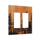 Wood Grain Pine Tree Rustic Brown Light Switch Cover Decorative 2 Gang Double Rocker Farmhouse Forest Print Wall Plate Electrical Switchplate Faceplate for Bathroom Kitchen Bedroom Decor 4.6 * 4.5 In