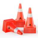 RoadHero Traffic Cones 18 Inch, 12 Pack Safety Cones with Handle, Orange Cones with Reflective Collar, Cones for Parking Lot, Sport and Driving Training, Road Safety, Construction Events