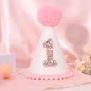 Pink First Birthday Party Crown for Baby Girls - Blush 1st Birthday Hat