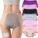 ZJHTK 6Pcs Cotton Incontinence Underwear for Women, Middle Waisted Panties for Women over 60, Reusable Protective Briefs (Large, Multicolor)