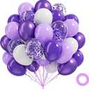 60pcs Purple Balloons 12inch, White Dark Pastel Metallic Purple Confetti Balloons for Baby Shower Birthday Party Decorations