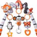 TUMAMA Black and White Baby Stroller Arch Toys, Removable Spiral Hanging Rattle Toys, High Contrast Car Seat and Stroller Toys for Baby 0 3 6 9 12 Months
