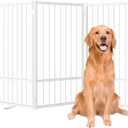 SNUOWU Full Metal Freestanding Dog Gate with Door, 36''Height Foldable Pet Dog Fence for Indoor & Outdoor, 3 Panels Extra Wide Free Standing TallDog Gates for Doorways,House,Stairs,Porch,Deck,Yard