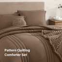 Monbix King Size Comforter Set - 7 Pieces Bed in a Bag King, Raw Umber King Bedding Sets with Comforter, All Seasons Comforter Bed Set with Sheets, Pillowcases & Shams