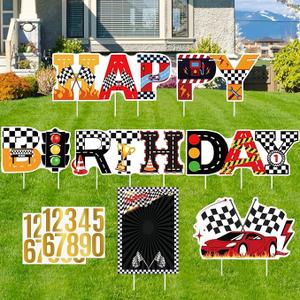Race Car Birthday Party Decorations, Happy Birthday Yard Signs, Racing Theme