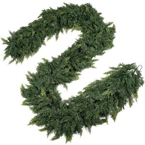 Christmas Garland 9ft Real Touch Realistic Christmas Cedar Garland, Greenery Artificial Christmas Decorations for Table, Mantle, Wall