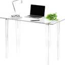 Acrylic Desk, Modern Study Table for HomeOffice-Extended Surface Multi-Purpose Console & EntrywayTable, Sturdy Lightweight Design