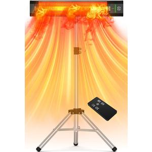 1500W Outdoor Heaters for Patio with 9 Heating Levels, IP65 Waterproof, 9H Timer, 25FT Remote Electric Patio Heaters for Outdoor Use, Tip-Over & Overheat Protection for Home, Office, Garage