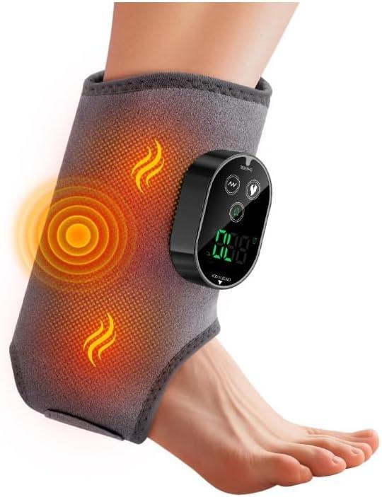 Cordless Foot & Ankle Massager with Heating Pad - 3 Massage & 6 Heat Modes for Pain Relief, Neuropathy, Plantar Fasciitis & Improved Circulation, Rechargeable, Gray