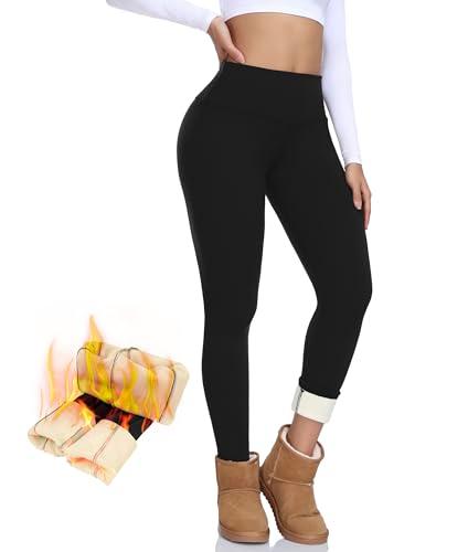NEW YOUNG Thick Fleece Lined Leggings Women-High Waisted Winter Thermal Warm Yoga Pants Tummy Control L