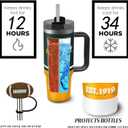Tumbler 30oz Straight Skinny Portable Handle Car Cups With Anti slip Sleeve Straw Dust Cover, Sports Travel, Stainless Steel Insulated Gifts for Men Women Fans