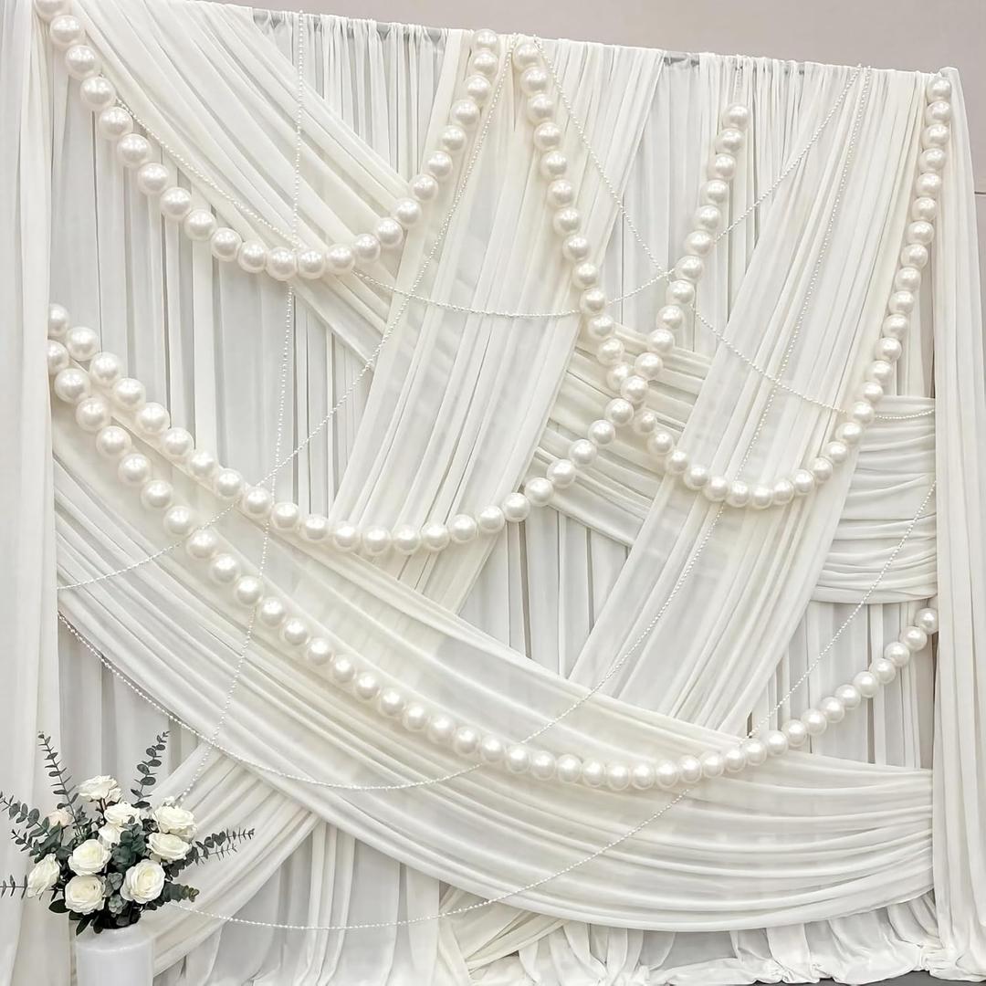 152 Pcs Quick Link Pearl Ball Garland 2.2 Inch Pearlescent White Plastic Ball with 16.4ft Pearl Bead Garlands for Backdrop Wall Arches Chains Birthday Wedding Anniversary Party Decor