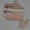 decorUhome Boho Decorative Throw Pillow Covers 18x18 Set of 2, Striped Chenille Tufted Pillow Covers with Tassels for Couch Bed Sofa, Cream White and Orange