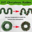 50FT Green Artificial Christmas Garland with Bendable Metal Wire, 2 Pack Non-Lit Soft Pine Greenery Garland for Indoor or Outdoor Decor, Holiday Wedding Party Decoration for Stairs Mantle Door