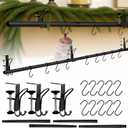 Hoolerry 17 Pcs 3 in 1 Christmas Stocking Garland Hanger for Mantle Fireplace Mantel Garland Hangers with Adjustable Tension Rods Hooks for Xmas Holiday Stocking Wreath Hanging Ornament (Large,Black)