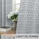 Grey Pattern Curtains 63 Inch Length for Bedroom 2 Panels 50% Blackout Beautiful Cute Embroidered Gingham Textured Decorative Curtain for Living Room Boho Vintage French Country Style 52x63 Gray White