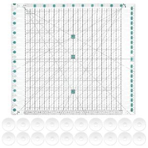 11.5" x 10.5" Quilting Ruler for Precise Fabric Cutting, Slotted Acrylic Ruler Sewing Quilt Strip Rulers with 24pcs Non-Slip Silicone Grips for Quilting, Sewing, Crafts, Green