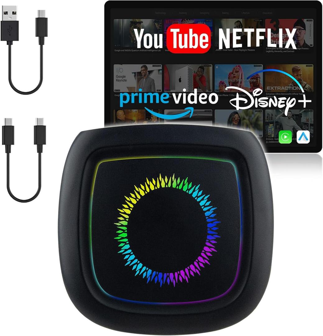 Magic Box 3.0  2026 Upgrade, Qualcomm Snapdragon Multi-Core, Support Netflix/YouTube/Dinsey+/Prime Video/256G TF Card etc., Streaming Video Box with Wireless CarPlay & Android Auto Adapter