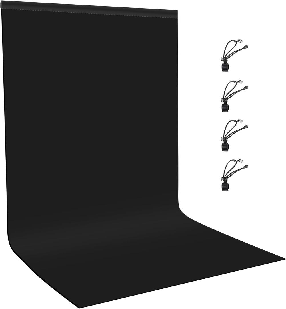 Small Black Screen Backdrops Photo Background for Photography, PULUZ 3.3ft6.6ft Cloth Background Kit Washable Curtain with 4 Clamps for Photoshoot YouTube Video Recording