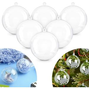 20pcs 3.14''/80mm Christmas Balls Clear Plastic Fillable Baubles Ball for Christmas Tree Ornaments Hanging Pendants Wedding Party Christmas Decorations Navidad.