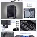 LIGHT FLIGHT Luggage Sets, 3 Piece Durable Suitcase Set with Spinner Wheels, 3 Pcs Hardside Lightweight luggage with TSA Lock, Large Checked Travel Suitcases, 20/24/28 Inch, Black