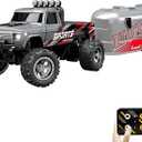 Mini Rc Truck, 1:64 Scale Monster Truck Remote Control Car with Lights, 2.4Ghz Remote Control, Mini Alloy Monster Truck Rc, Speed/Steering Adjustable (Grey)