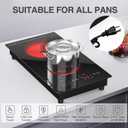 ANHANE 12" Electric Induction Cooktop - 2 Burner 110V Stove Top - Infrared Heating, Built-in Double Burner Cooktop with 20 Temperature Settings, Compatible with All Cookware