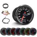 7 Color Oil Pressure Gauge, 0-100 PSI Tinted Oil Pressure Gauge Kit 2-1/16" 52mm LED Backlight - Black Dial - Clear Lens - Monitor and Display Engine Oil Pressure Level