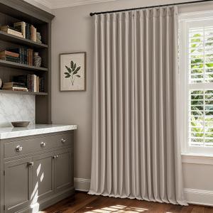 70 Inch Extra Wide Blackout Curtain 90 Inches Long for Living Room Pinch Pleated Thick Linen Thermal Insulated Drapes Back Tab Burlywood Birch 100% Black Out Curtain for Bedroom Large Window 1 Panel