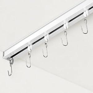 FELIDESIGN Ceiling Curtain Track, Room Divider Rail Set, White, 18ft-24ft