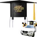 2026 Graduation Cap Car Decoration Kit 20 Inch Giant Graduate Hat with Balloons Cutouts Felt Congrats Grad Hat for Class of 2026 Graduation Party Favor Decor(Black)