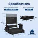 VIVOHOME Height Adjustable High Back Stadium Seats with Back Support and Cushion, 2 Pack Portable Bleacher Chairs with Cup Holder and Shoulder Strap, Black
