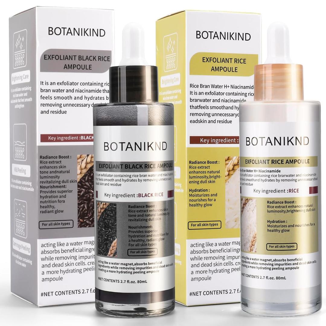 Peel Shot Glow Black & White Rice Peeling Ampoule Set 80ml Daily Soft Exfoliating Face and Body Scrub Dead Skin Cells Remover gifts for women