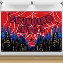 Spider Web Backdrop, 180x120cm/5.91x3.94ft 3 Years Old Red Spider Theme Birthday Decoration for Boys Girls Photo Prop