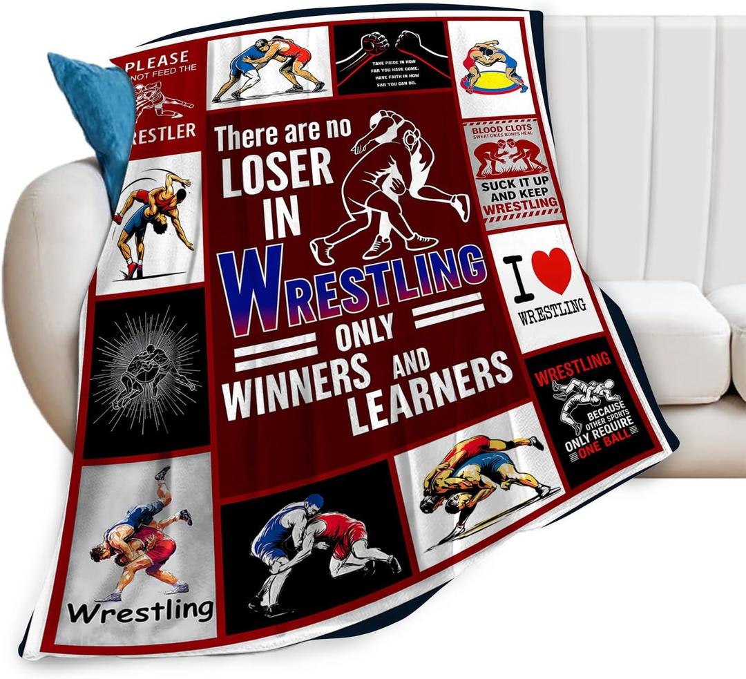 Taimeng Wrestling Throw Blanket, Wrestler BJJ Jiu Jitsu Blanket, Wrestling Sport Fleece Cozy Flannel Warm Lightweight Blankets Gifts for Lovers Kids Teens Women Men Girls Boys 40"X50"