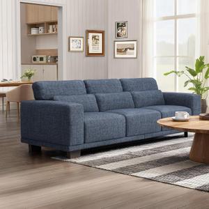 Marsail 89" Sofa, 3 Seater Couch for Living Room, Modern Sofa with Deep Seats Supportive Cushion and Wide Armrests, Easy to Clean with Removable Covers, Linen Fabric, Blue Marsail 89" Sofa, 3 Seater Couch for Living Room, Modern Sofa with Deep Seats Supportive Cushion and Wide Armrests, Easy to Clean with Removable Covers, Linen Fabric, Blue