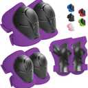 Kids Protective Gear Set Knee Pads for Kids 3-14 Years Toddler Knee and Elbow Pads with Wrist Guards 3 in 1 for Skating Cycling Bike Rollerblading Scooter (M(7-13Years), purple)
