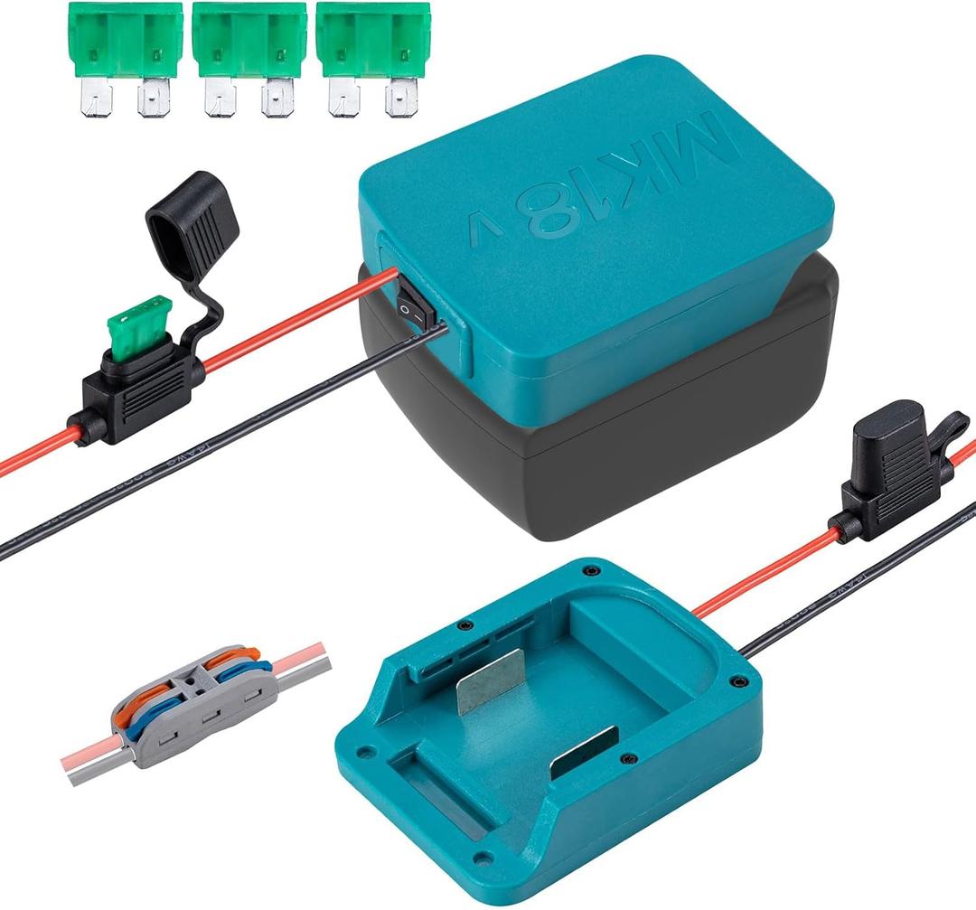 Power Wheels Battery Adapter for Makita 18V Batteries, 14 Gauge Wire Terminals with Fuse Protection & Switch, Fits BL1860 BL1850 BL1840 BL1830 for Power Wheels, Robotics & DIY Upgrades