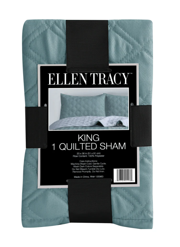 Ellen Tracy, King 1 Quilted Sham 20×36 in (51×91cm) 100% Polyester