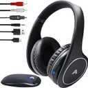 Ansee Wireless TV Headphones for Seniors & Hearing Impaired, Folding Over Ear Headphones with 2.4GHz RF Transmitter Support Optical RCA AUX, No Audio Delay, 100ft Wireless Range (Black)