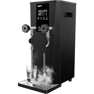 Commercial Steam Milk Frother,1.6Bar Fast Frothing in 15s,2000W 8L Boiler for Continuous Use, Temp Probe, Triple Safety, 3-in-1 Hot Water & Steam with LED Display for Coffee Shops& Restaurant
