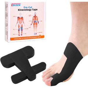 Precut Kinesiology Tape for Bunion, 40 Pcs, Bunion Corrector & Relief, Big Toe Support and Pain Relief, Breathable Hypoallergenic Latex-Free Tape (Black)