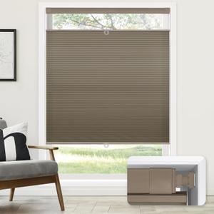 LazBlinds No Tools No Drill Cordless Cellular Shades, Top Down Bottom Up (TDBU) Honeycomb Shades for Home, Light Filtering Thermal Insulation Blinds for Windows, 24" W x 48" H, Taupe
