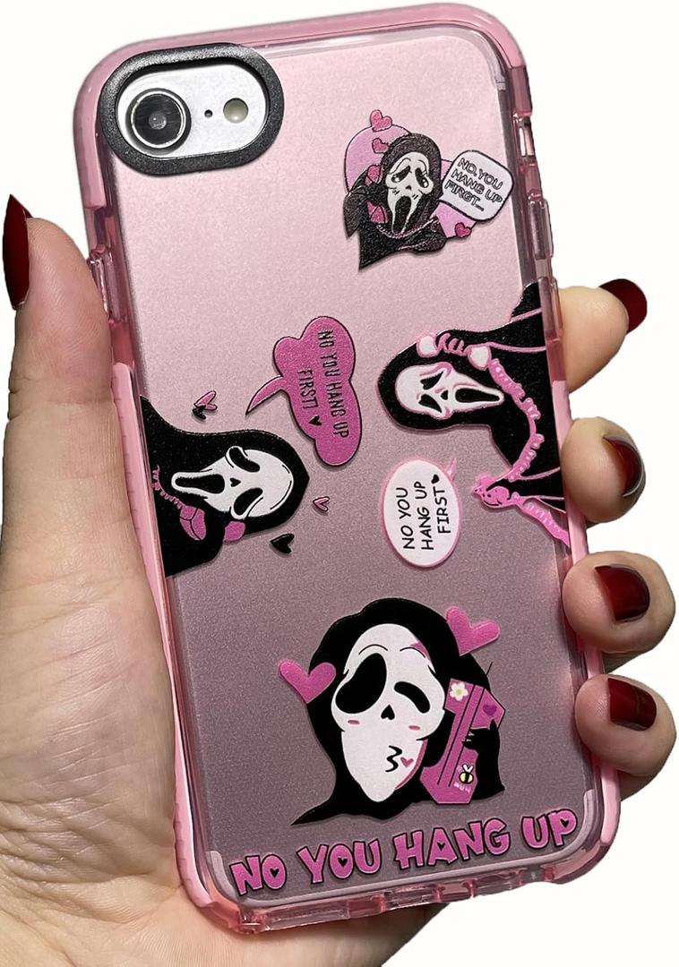 Cute Skull Skeleton Case for iPhone 16 Plus 6.7 inch, Scream Horror Movie Printed, Soft TPU Clear Kawaii Shockproof Cover for Women Girls Cool Funny Cartoon Halloween Phone Cases for iPhone 16 Plus